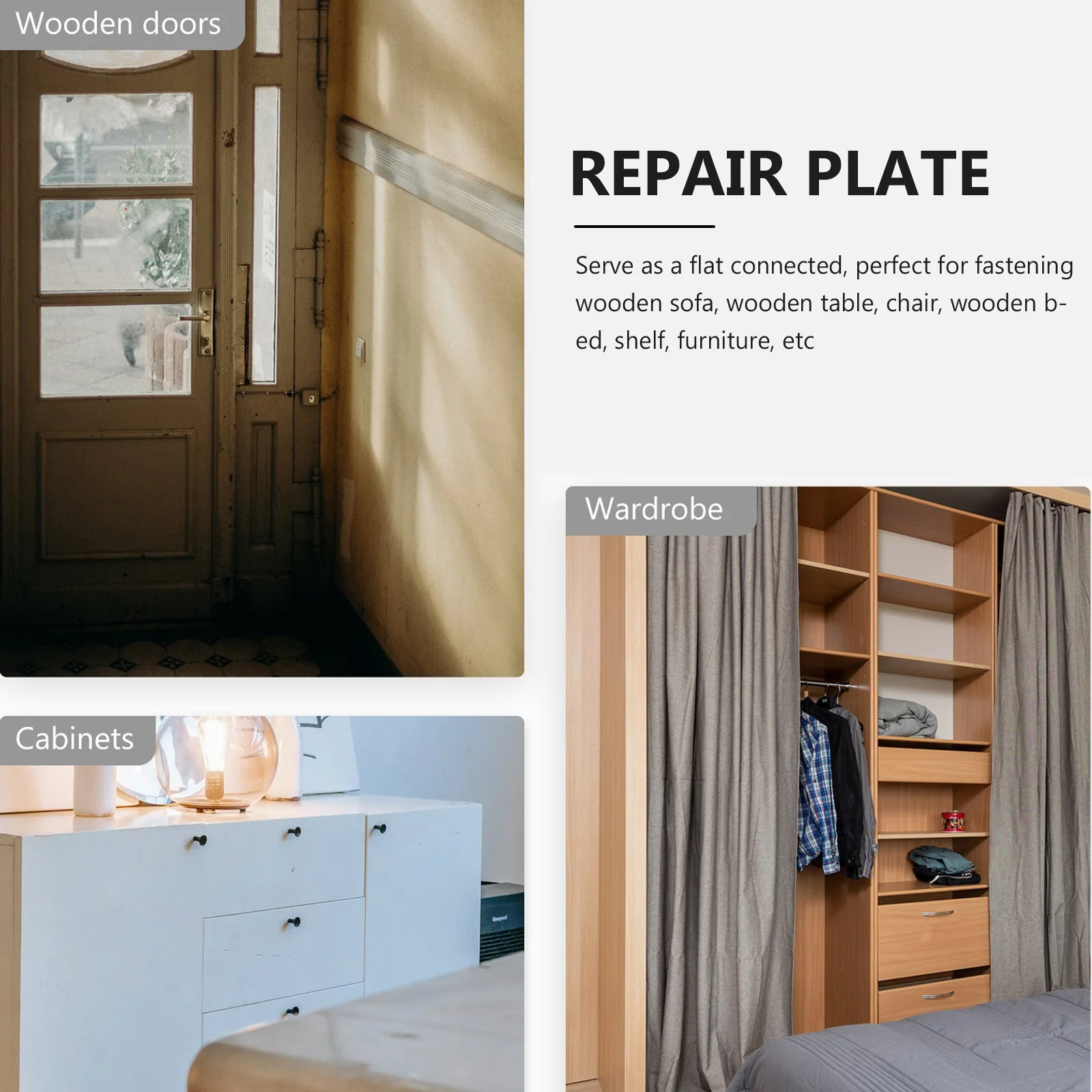 

4Pcs Stainless Steel Mending Plates Hinge Repair Brackets Sturdy Anti-Deformation Interior Door Furniture Fastening for Cabinet