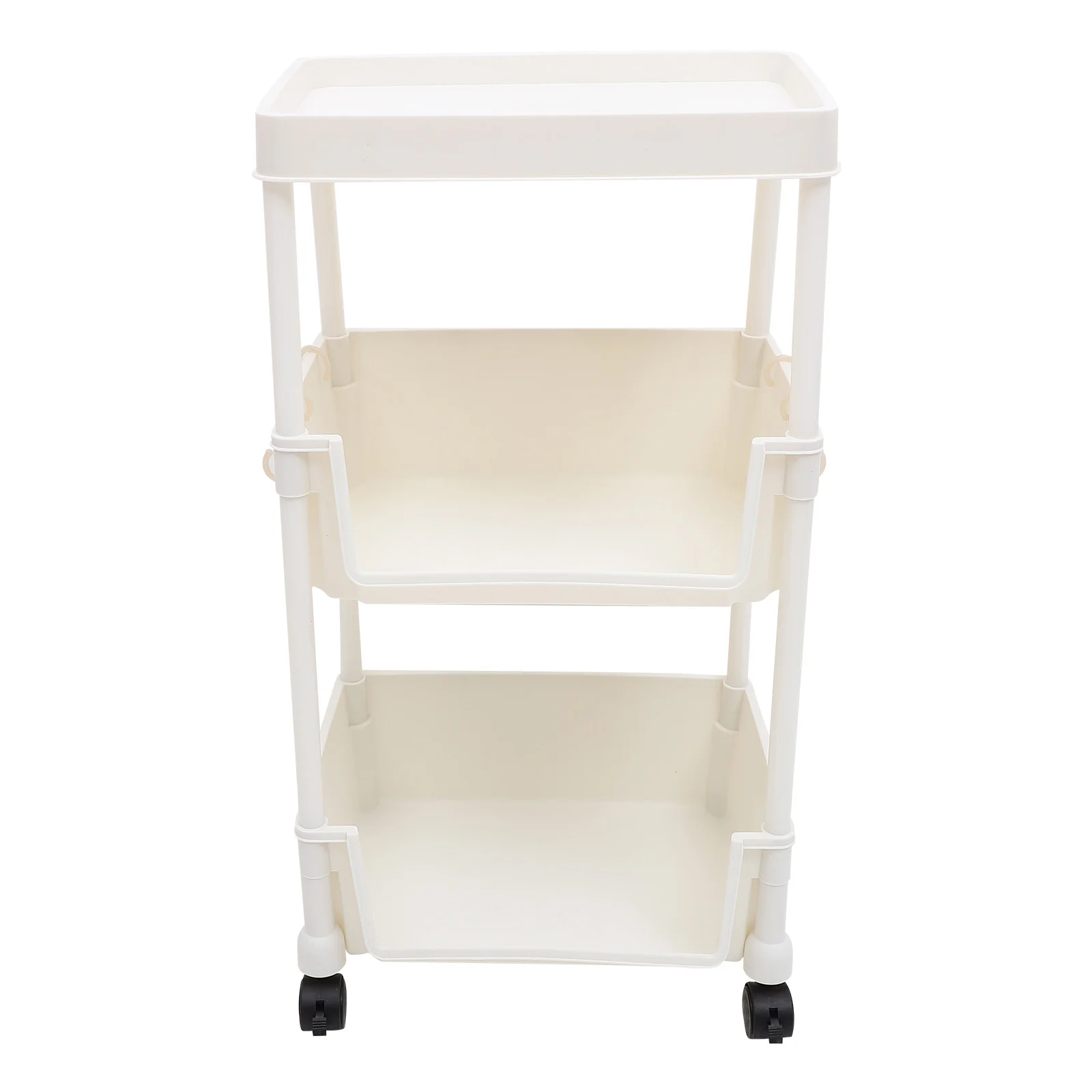 

Book Cart Organizer Bookshelf Kitchen Trolley Rack Storage Rolling White for Home