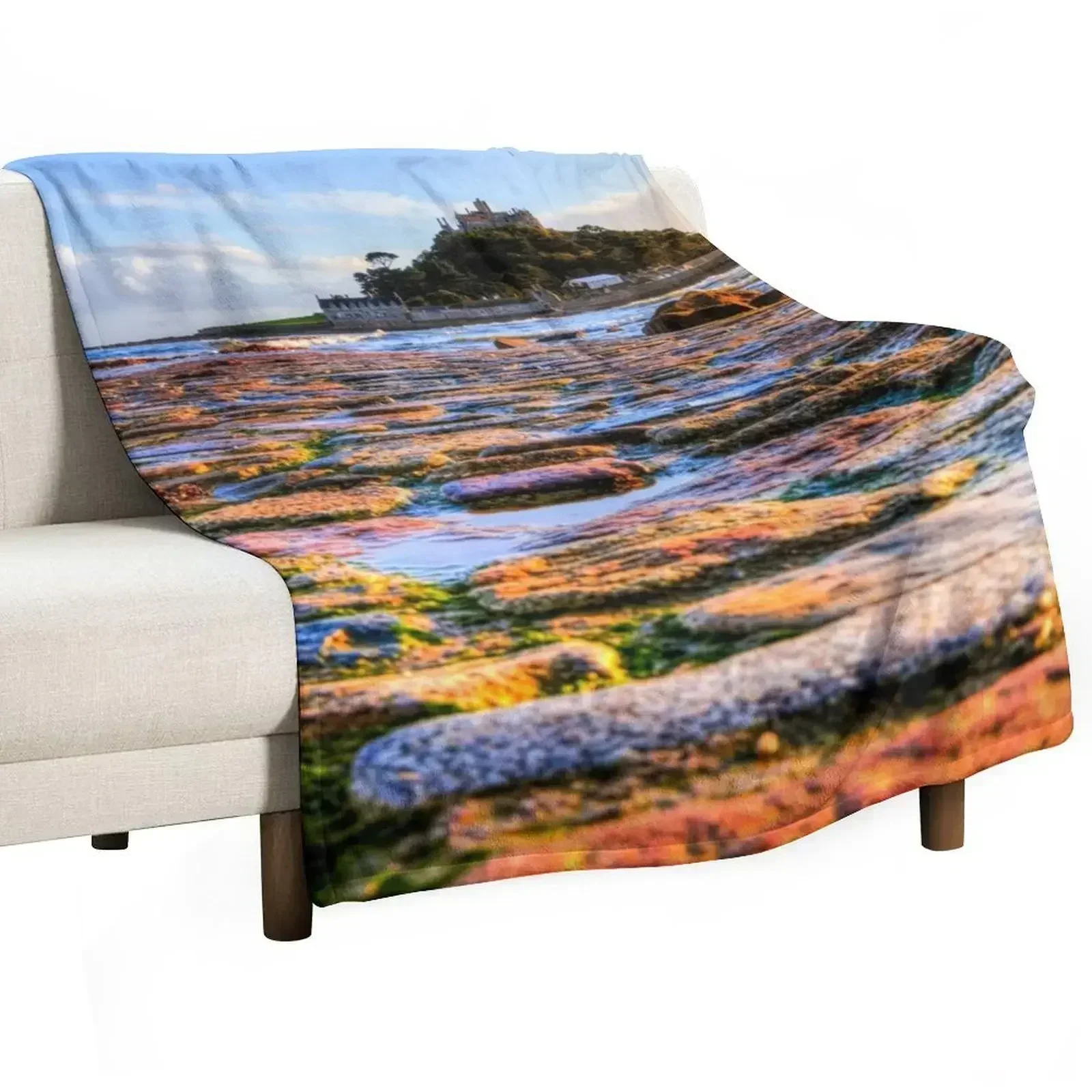 St Michael's Mount And Causeway, Marazion, Cornwall Throw Blanket Luxury Sofa Throw Flannel warm winter Blankets