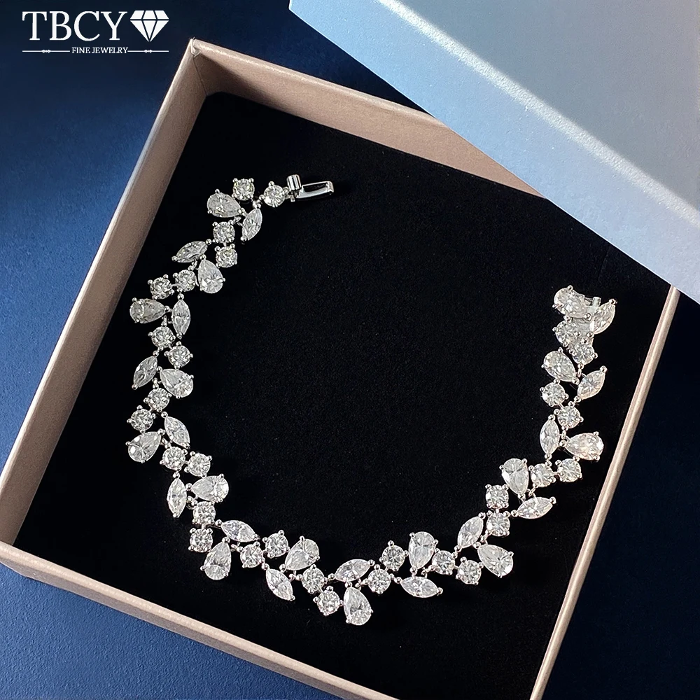 

TBCYD 0.5CT Water Drop Moissanite Diamond Bracelets for Women 925 Silver Luxury Bridal Bracelet Wedding Bracelet