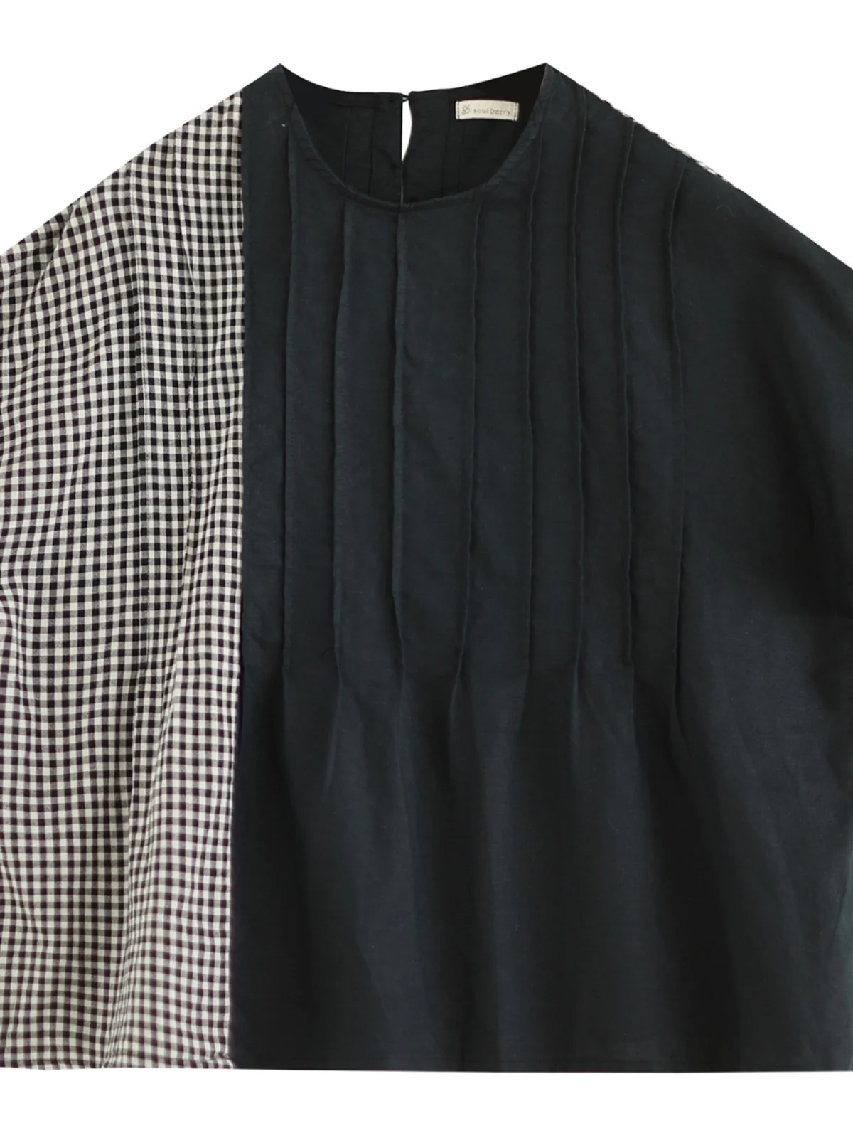 Camiseta de talla grande para mujer, camiseta redonda de algodón y lino, Top Vintage a cuadros japonés, informal, Faion