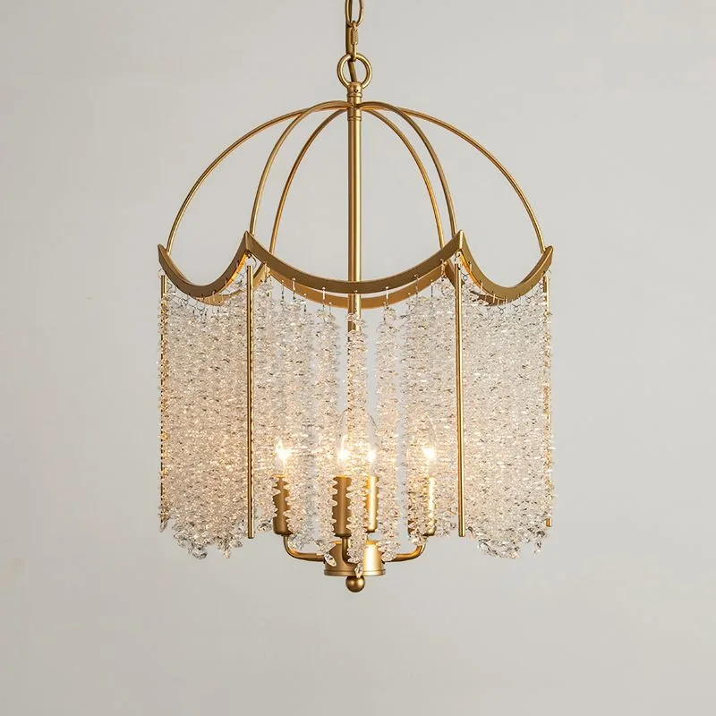 

Light Luxury Crystal Chandelier Light French American Style Pendant Light with Tassel for Living Room Study Dining Room Bedroom