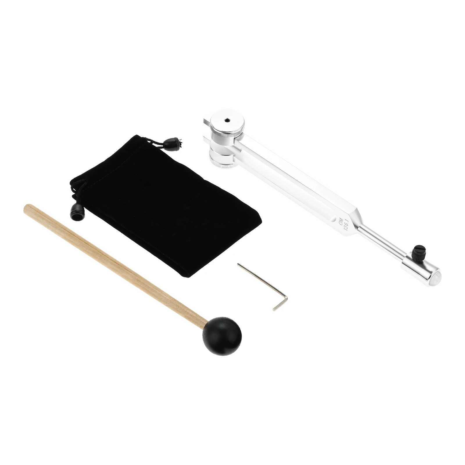 1Pc 136.1Hz Silver Tuning Fork Silicone Hammer Repair Tool Bag Chakra Tuner Adjustable Feet Reduce Stress Calm Nervous Reliving