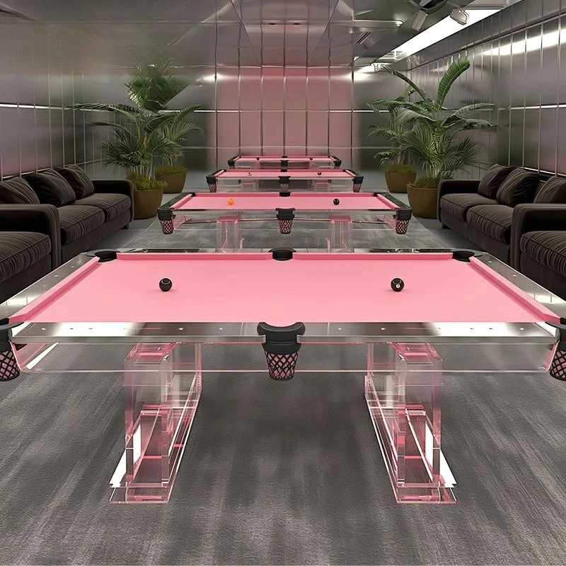 طاولة بلياردو منزلية فاخرة من الأكريليك الوردي بتصميم طاولة بلياردو طاولة بلياردو ترفيهية #5