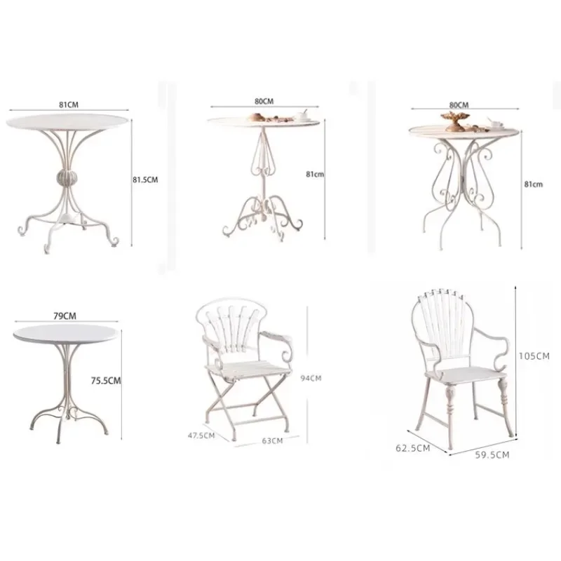 American cafe balcony table and chair combination wrought iron round table coffee table outdoor leisure back chair outdoor court