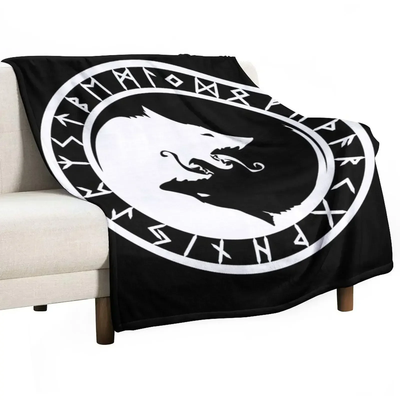 

Fenrir /// Rune Circle (Variant II) Throw Blanket Warm Flannel blankets and throws Blankets