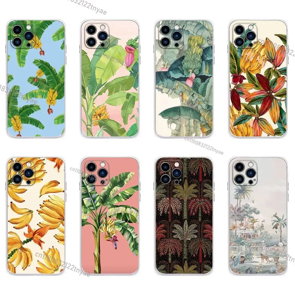 

Vintage Banana Leaf Flower Phone Case for iPhone 16,15,14,13,12,11 Pro,Max,17,Air,E,Mini Anti-Fingerprint Anti-Shock Rear Cover