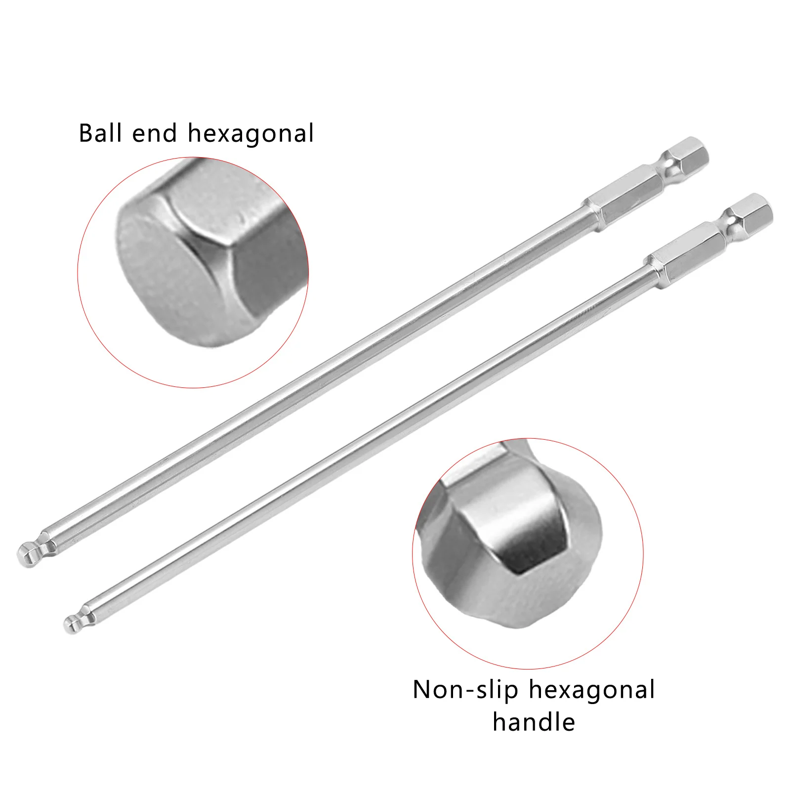 4pcs Hex Screwdriver Bit Set S2 Steel Magnetic Metric Ball Head Hex Bits 1/4 Inch Hex Shank