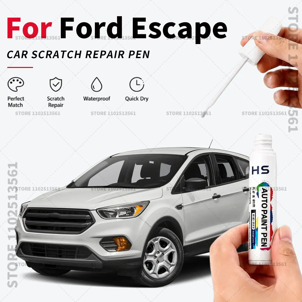 Car Touch Up Paint Pen Scratch Chip Repair Paint For Ford Escape Iced Blue Silver Stone Blue AGATE Black Atlas Blue Oxford White