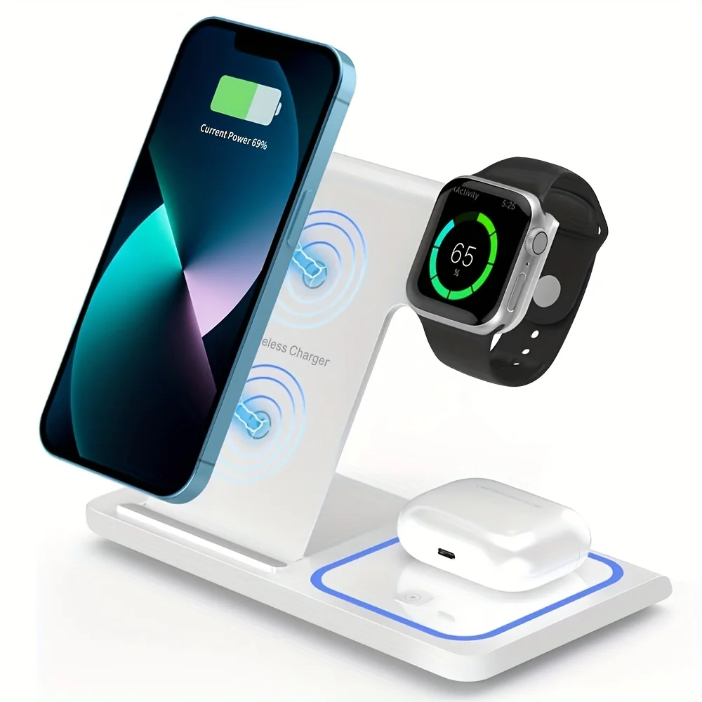 

3-in-1 Wireless Charging Fast Foldable For MagSafe Charger Stand for iPhone 16/15/14/13/12 Pro Max iWatch Ultra10-2 AirPods 3/2