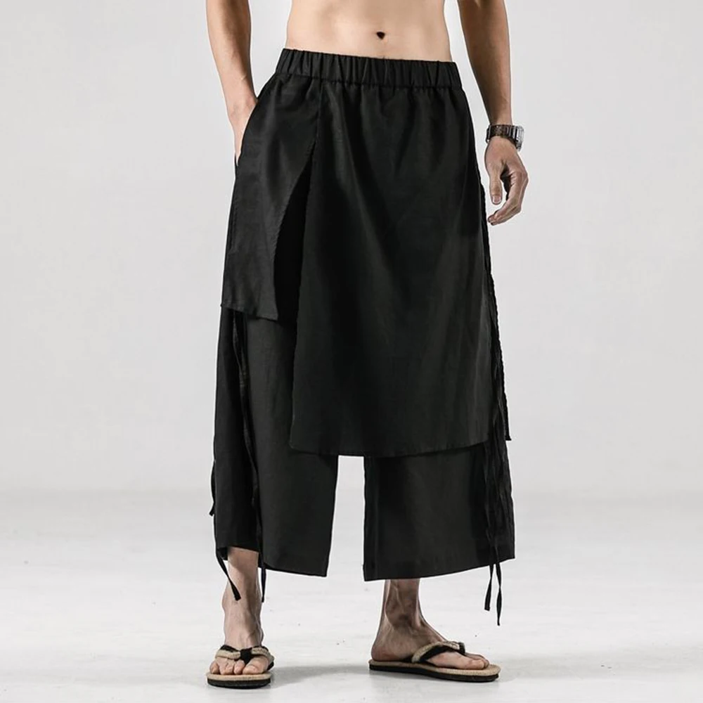 

XS-5XL Winter New Men's Solid Color Skirt Pants Japanese Retro Fashion Trend Street Hip Hop Loose Casual Niche Men's Bottoms