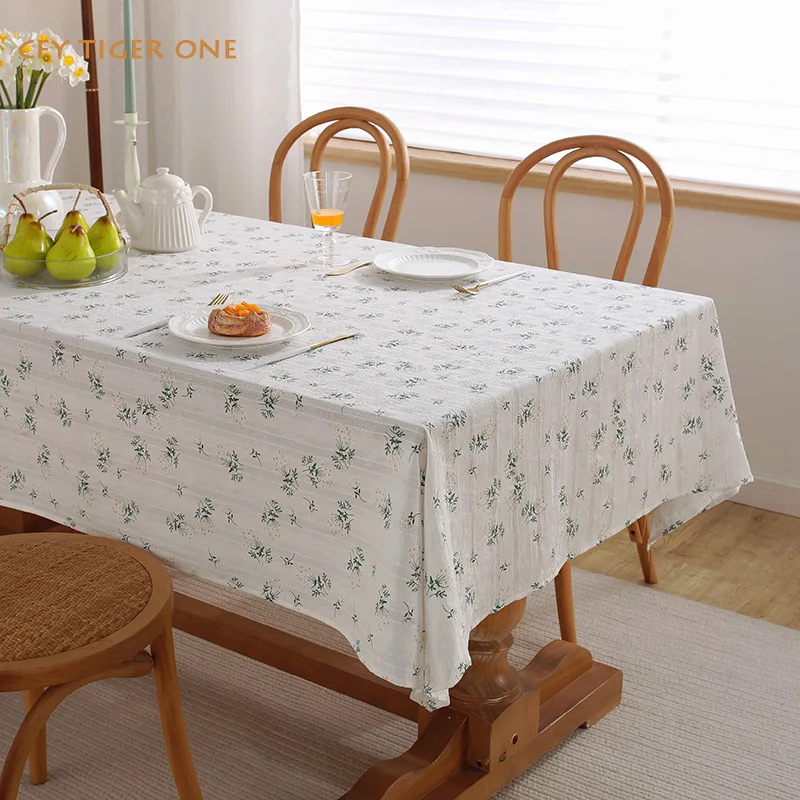 American Pastoral Print Tablecloth Antifouling Rectangular Tablecloth Washable and Oil Resistant Coffee Table Mat Table Cover