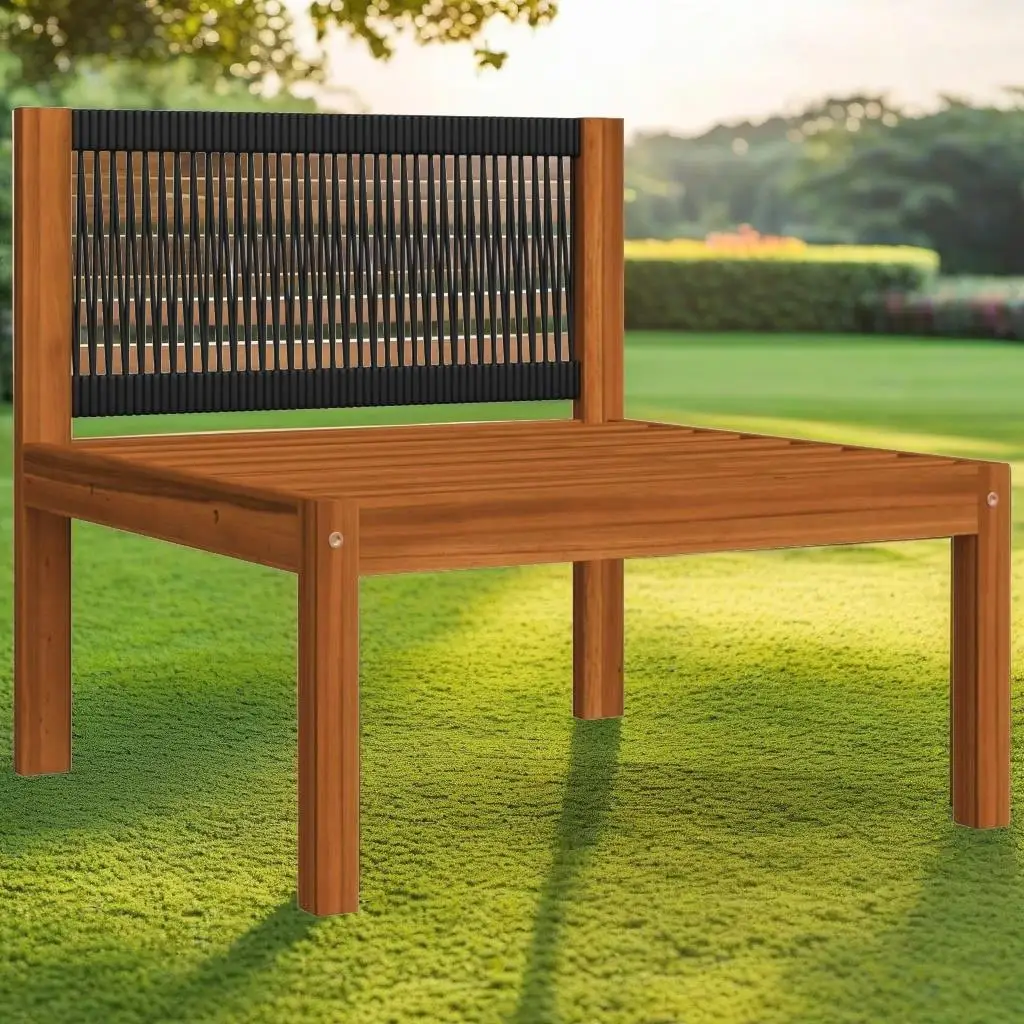 Acacia Wood Patio Middle Sofa with Cushions - Stylish Outdoor Seating