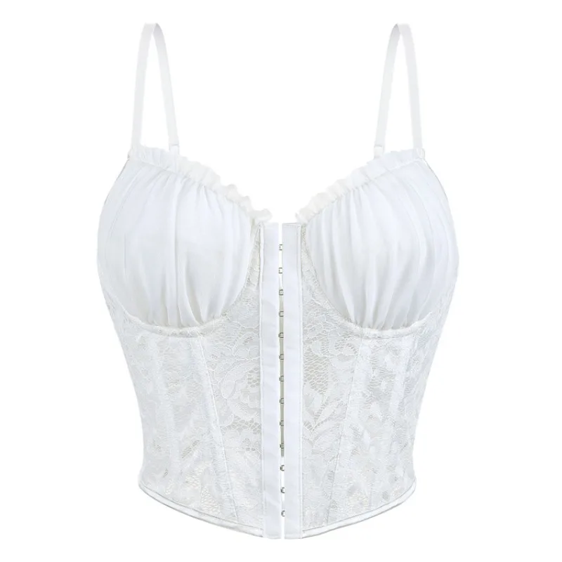

Fashion Mesh Summer Fashion Fishbone Camis Corset Slim Hotsweet Tank Top Women Sweet Crop Top