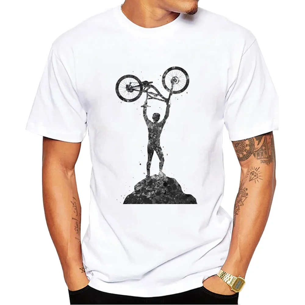 Vintage MTB Men T-Shirts Boy Riding Bicycle Print Short Sleeve T-Shirt Cycling Sport Tops Funny Retro Gravel Tees