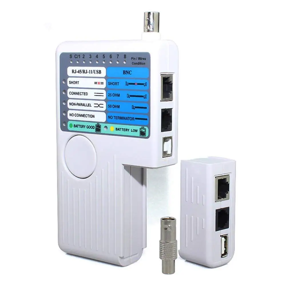 Multi Function Telephone Network Cable Tester 4 In 1 RJ45/RJ11/USB/BNC LAN Cable Cat5 Cat6 Wire Tester