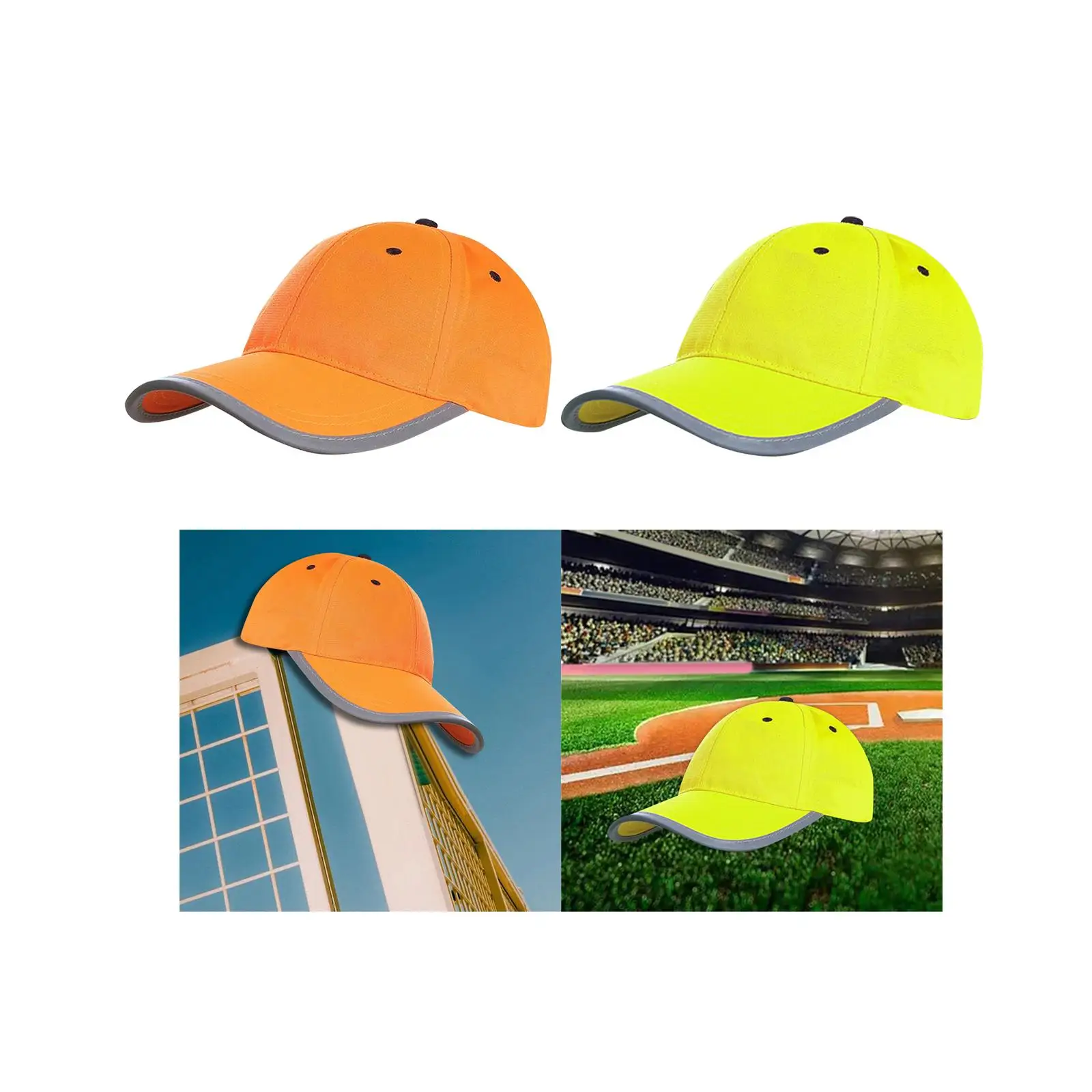 Gorra de tráfico para hombre, sombrero fluorescente, gorra de béisbol reflectante de alta visibilidad para miembros de la familia