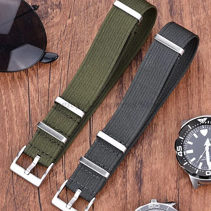 Quality Nylon Watch Strap 18mm 20mm 22mm for Seiko for Military Ribbed Fabric Braid for Huawei Watch Gt3/4 Wristband for Samsung