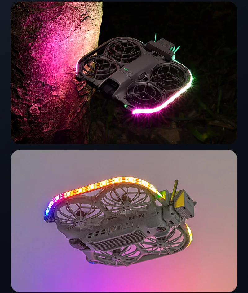Pasek LED na śmigła do drona DJI NEO 2, akcesorium do nocnych lotów, osłona śmigła z diodami LED, 3 tryby Wegit — zdjęcie produktu 6
