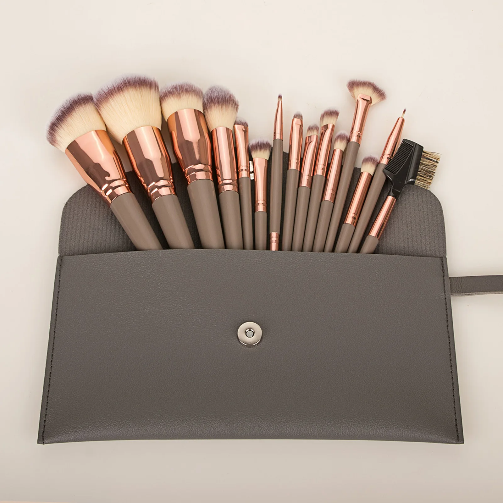 15-teiliges Make-up-Pinsel-Set mit Aufbewahrungstasche, weiche Borsten, Gesichts- und Augenpinsel-Set für Foundation, Rouge, Lidschatten, Augenbrauen, Kosmetikwerkzeuge