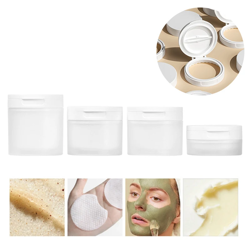 100/120/150g tampa flip com colher ou pinça garrafas recarregáveis pote vazio viagem creme facial loção cosméticos algodão maquiagem jar