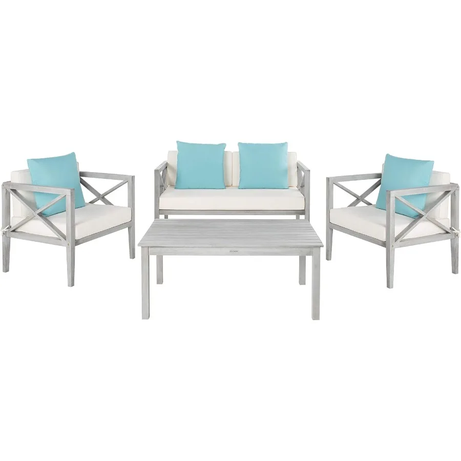 

Outdoor Accent Pillows Set with Nautical Design in Teak and White and Navy Colors for Patio Deck or Garden Decor Durable and St