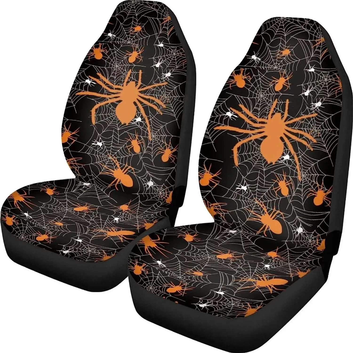 Orange Spider Cobweb Front Seat Covers for CarSedanTruckSUV2 Piece Front Bucket Seat Covers Universal Fit for Women Men