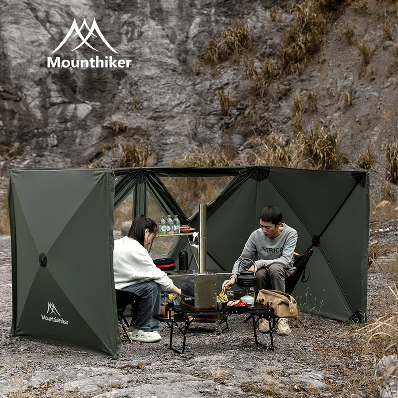 Mounthiker- 5.6M Beige Green Black Gas Stove Burner Shelter Windscreen Wall Assembly Free Folding Outdoor Camping Picnic BBQ