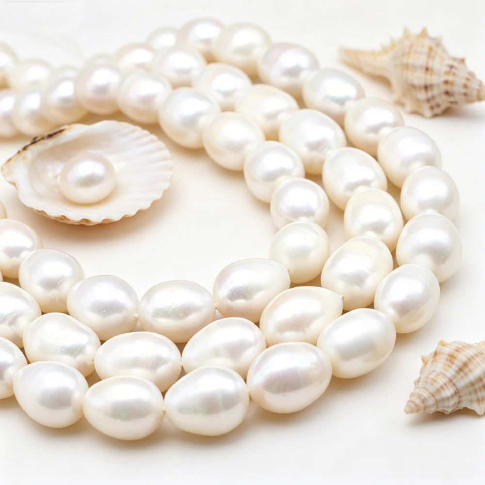 AAA Grade 11–12mm Big Rice-Shaped Pearls High-Quality Natural Freshwater Pearls Beads for Jewelry Making DIY Necklaces Bracelets