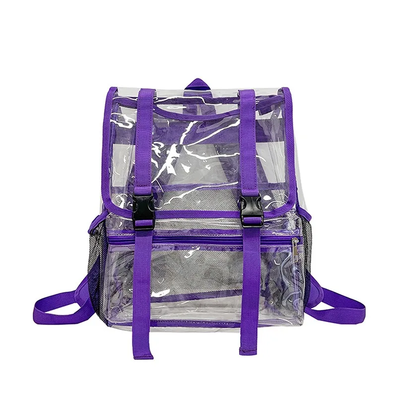 Backpack Transparent PVC Travel Japanese And Korean Trendy Fashion Simple Large Capacity Flip Double Shoulder Bags