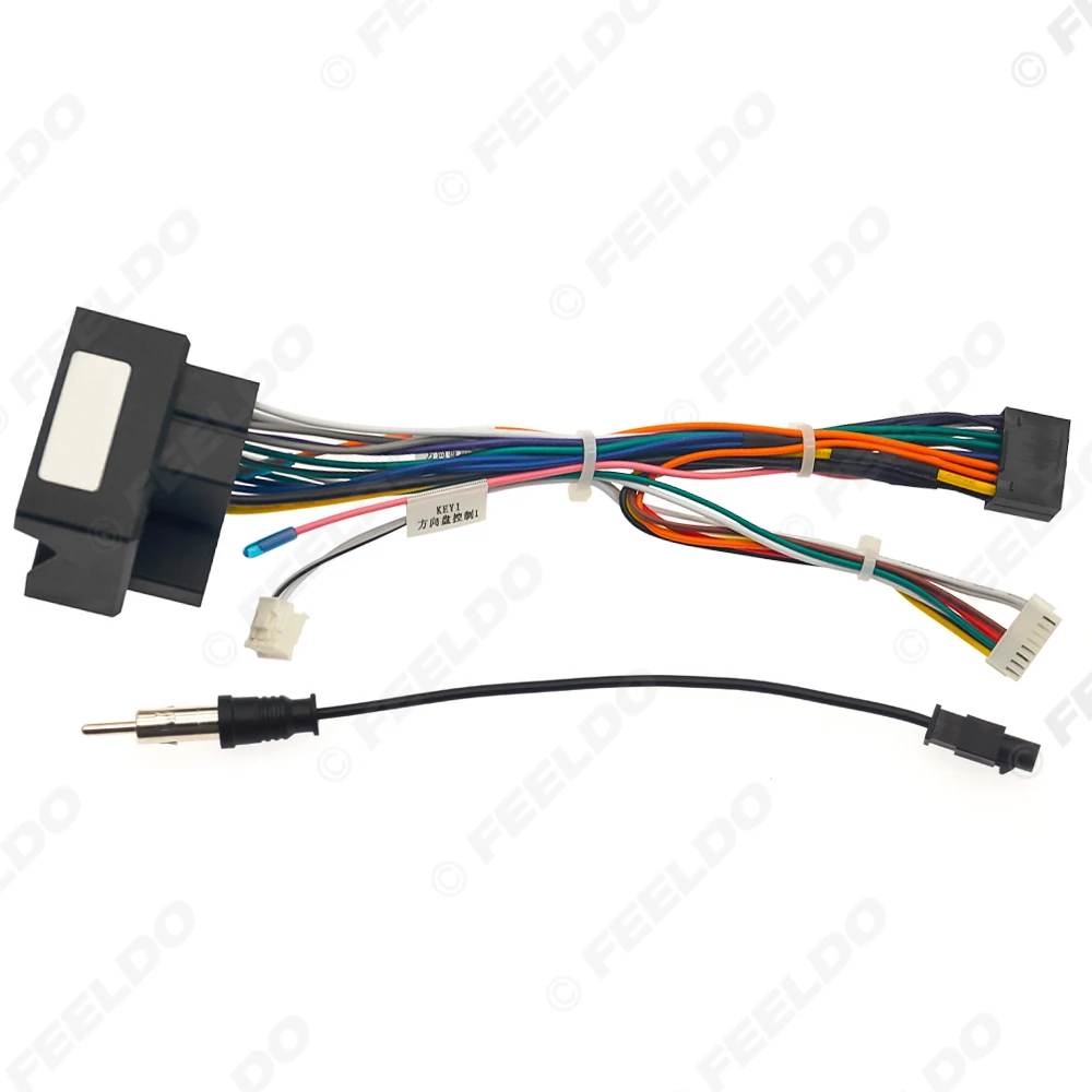 Feeldo cabo de alimentação e adaptador de antena de áudio de carro 16 pinos para mercedes-benz e-class w211/w220 plugue estéreo fiação harn