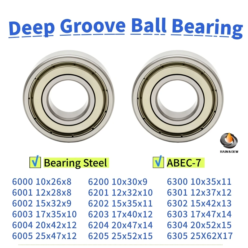 1P 6000 6001 6002 6003 6200 6201 6202 6203 6300 6301 6302 6303 ZZ Bicycle Deep Groove Ball Bearing ABEC-7 Chrome Steel Low Noise