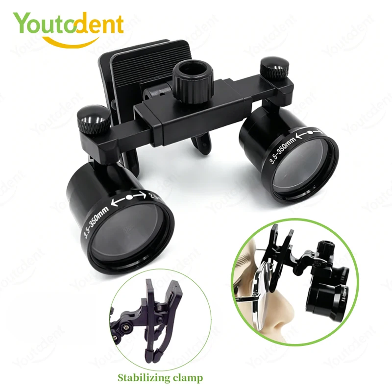 2.5X-3.5X Adjustable Clip-on Dental Loupes Binocular Magnifier 350-600mm Working Distance Optical Magnifying Glass for Surgical