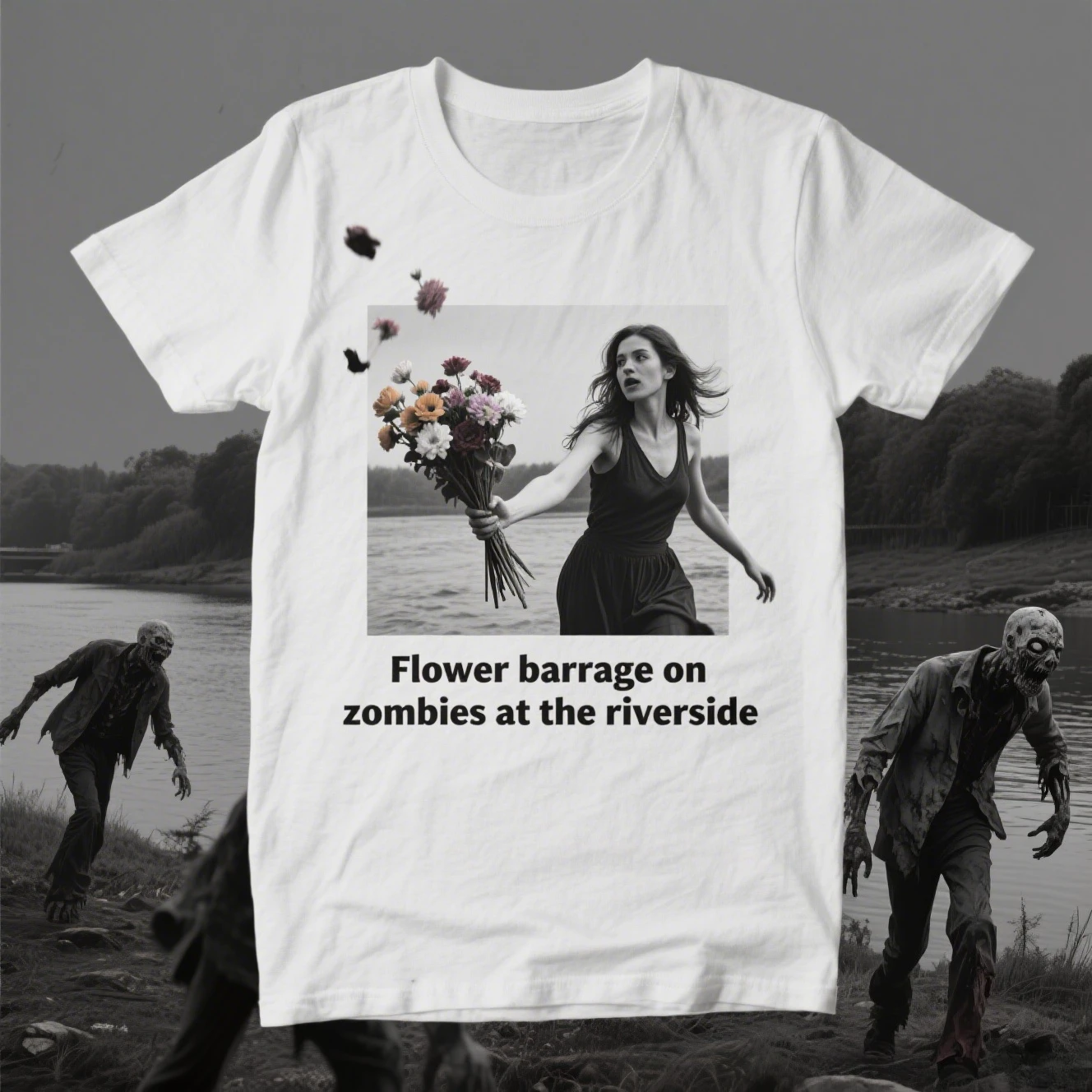 

Zombie Beautiful Woman Graphic Printing Summer Luxury Brand Pure Cotton Men's and Women's T-shirt Short Sleeve Trend Fashion