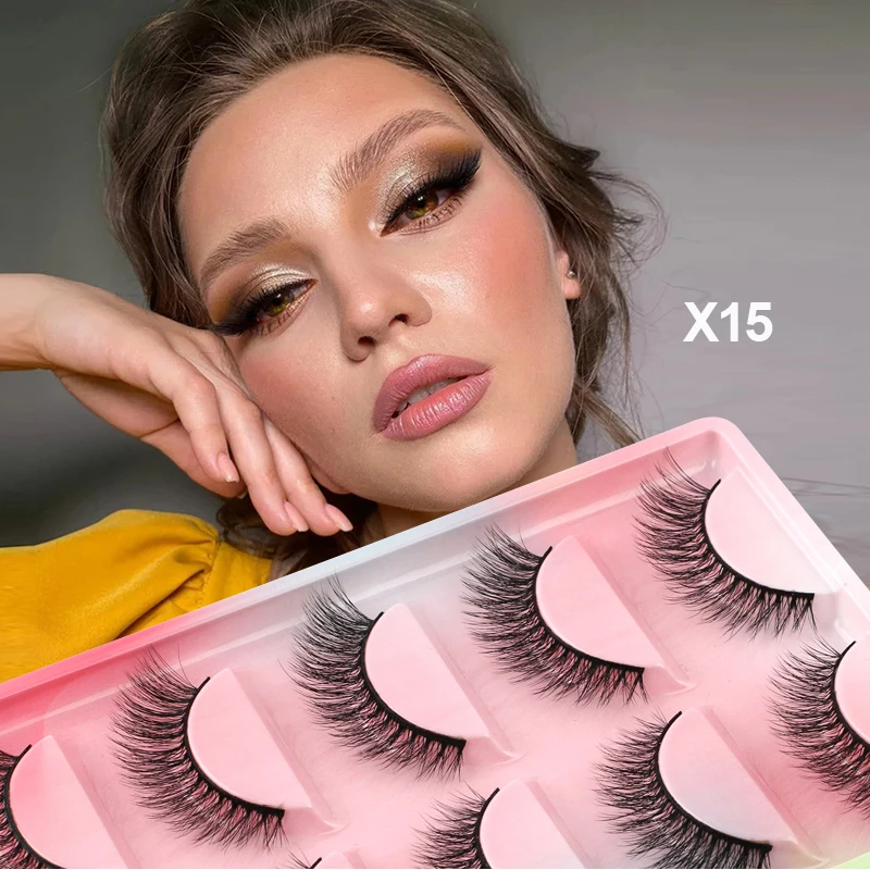 MEISHENJIE Short lashes 3/5 pairs 3D Faux Mink Lashes Natural False Eyelashes Dramatic Volume Eyelash Extension Make up Cílios