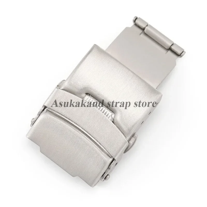الفضة الفولاذ المقاوم للصدأ للطي مشبك ل Seiko حزام (استيك) ساعة 18 مللي متر 20 مللي متر 22 مللي متر 24 مللي متر المشبك مزدوجة دفع زر مشبك ساعة اكسسوارات #4