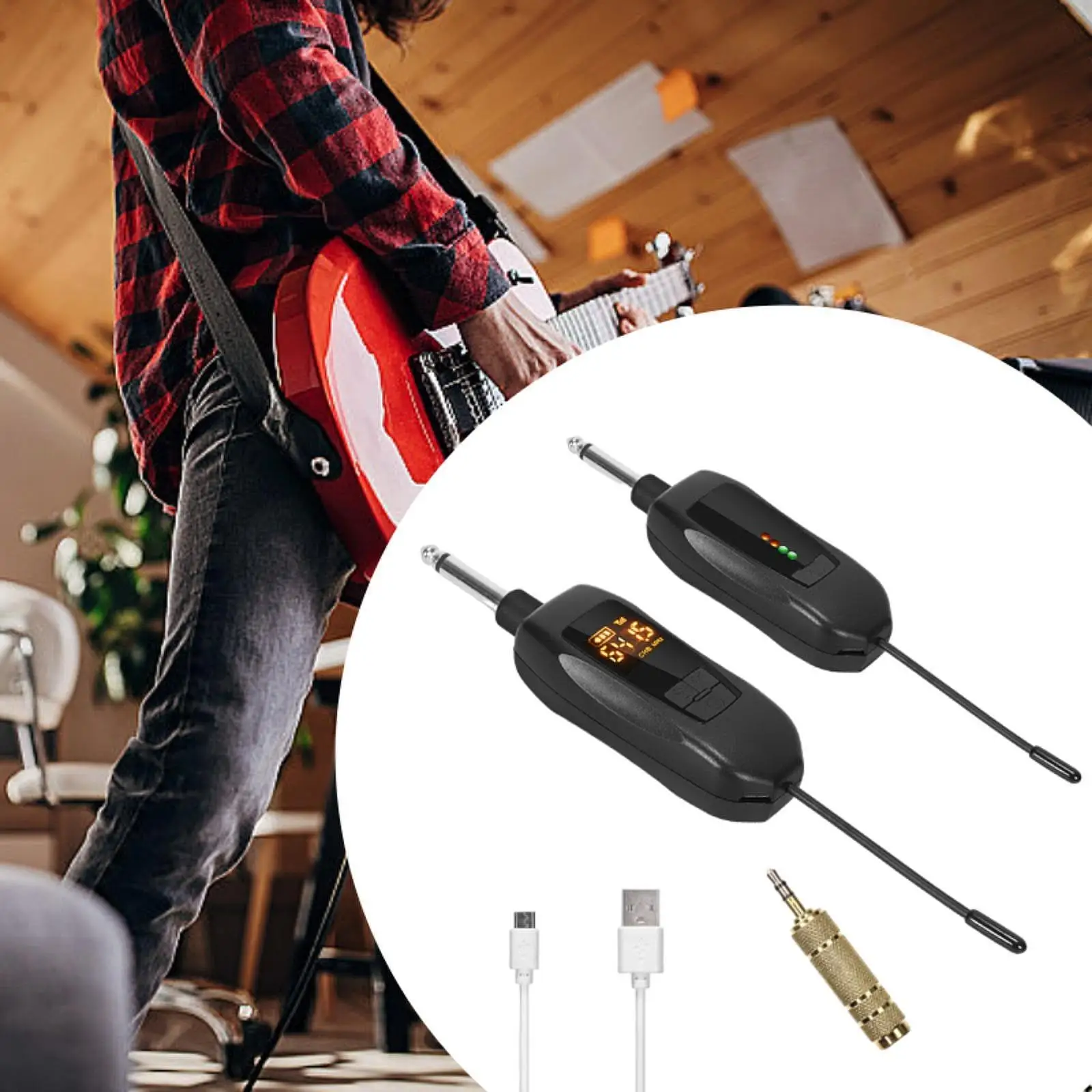 Cordless Guitar Transmitter Receiver Cordless Mic System Easy to Use with 3.5mm