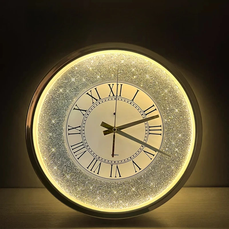 Dazzling Shining Wall Clocks Diamond Intelligent Voice-controlled Wall Clocks Luminous Home Decor Orologi Da Parete ZY40BGZ