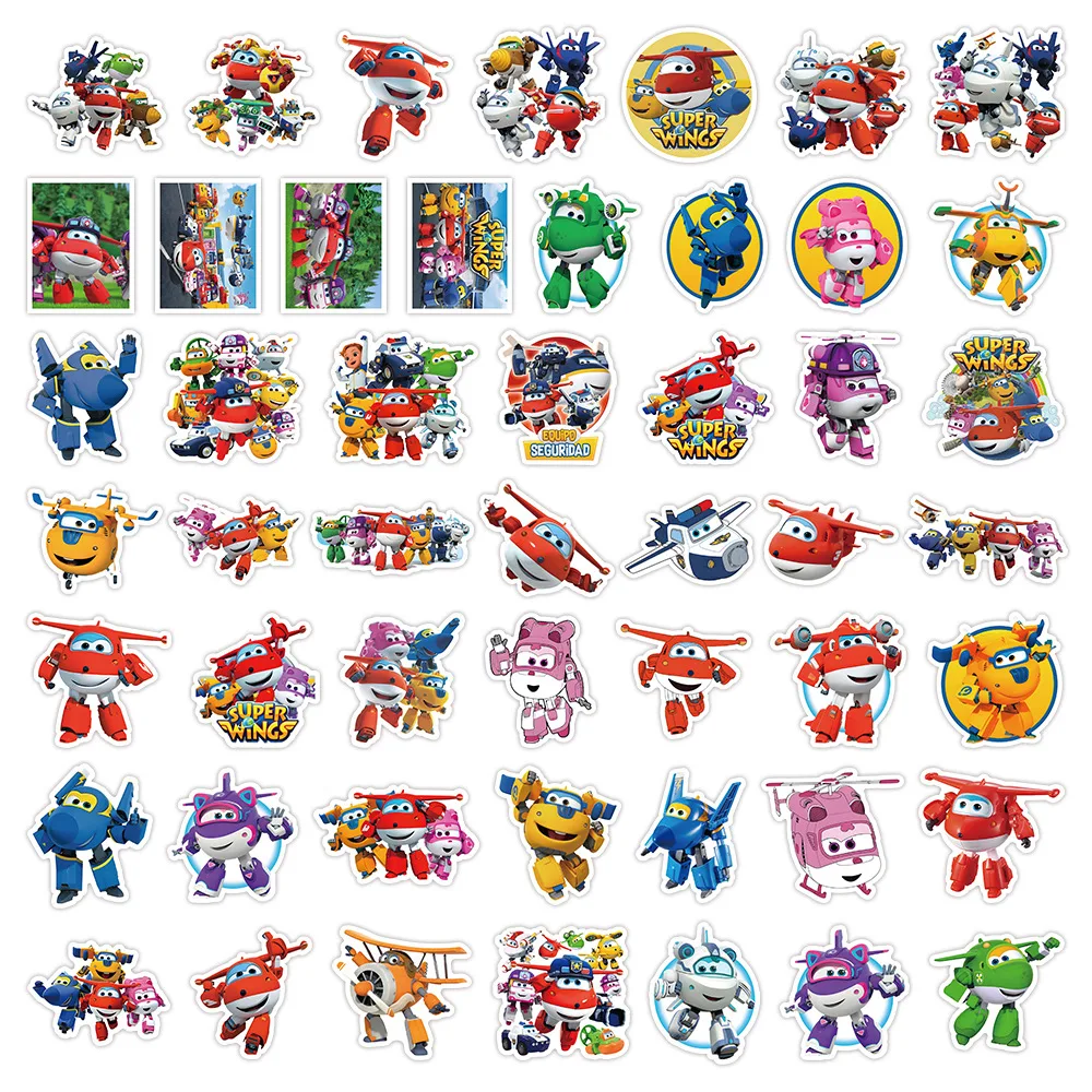 

10/50PCS Cute Super Wings Sticker Cartoon Fun Animation Graffiti Decal Children Playing Toy Gifts DIY Refrigerator Water Cup