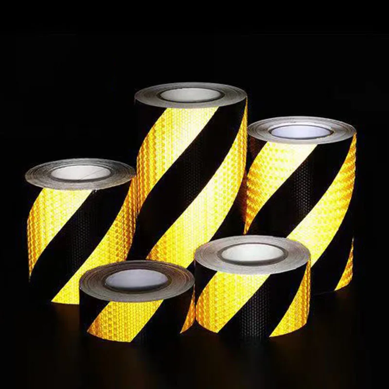 Black Yellow Reflective Tape Sticker Self-adhesive Car Safety Warning Reflective Film Truck Tape