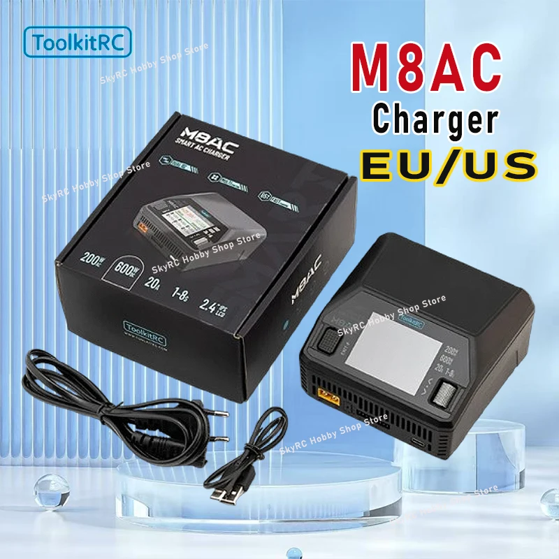 ToolkitRC M8AC Smart Charger - AC 200W DC 600W 20A 1-8S LiPo LiHV 65W PD USB‑C RC FPV Accessory