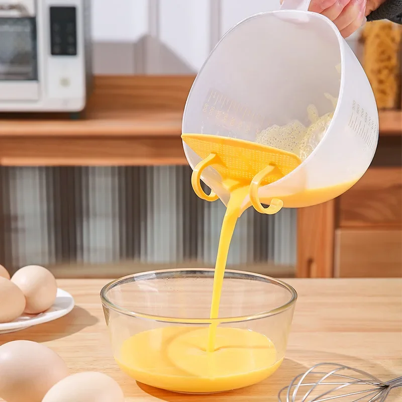 WePick Baking Metering Cup Practical Egg Liquid Mixing Cup Built-in Filter Plate Clear Measuring Cup for Baking Kitchen Tools