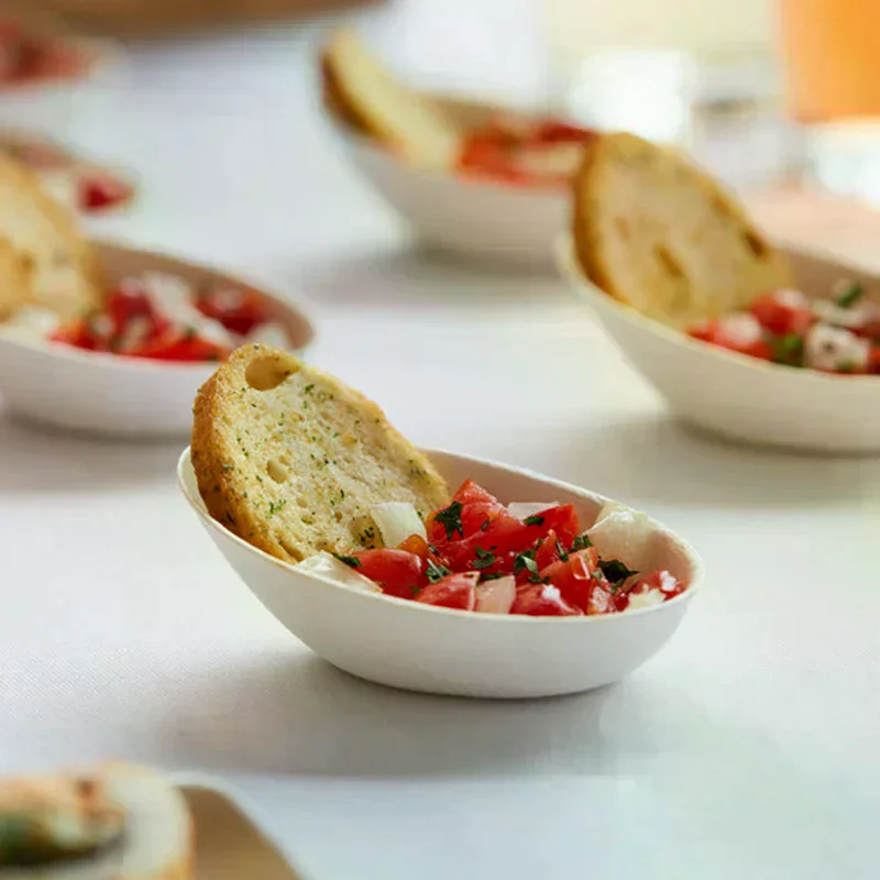 

25 Pcs Tasting Dishes Disposable Dishes - Home Compostable Microwavable And Freezable White Bagasse Food