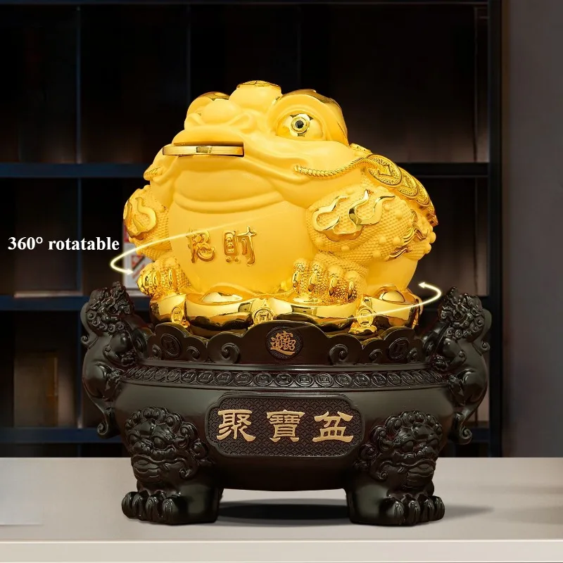 360° Rotating Golden Toad Ornament for Wealth and Wealth Office Front Desk Decoration Opening Ceremony Housewarming Gift