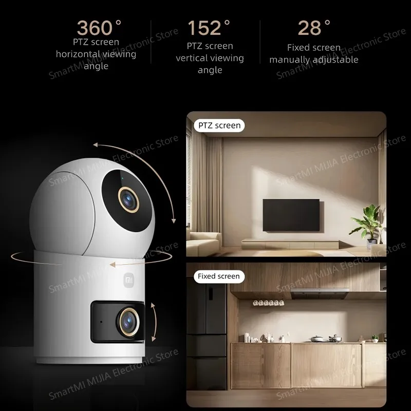 XIAOMI New Smart Camera 4 Dual Camera Edition，5MP 3K 360°，Baby Crying Detection，Pet Detection，Chinese Version With Adapter
