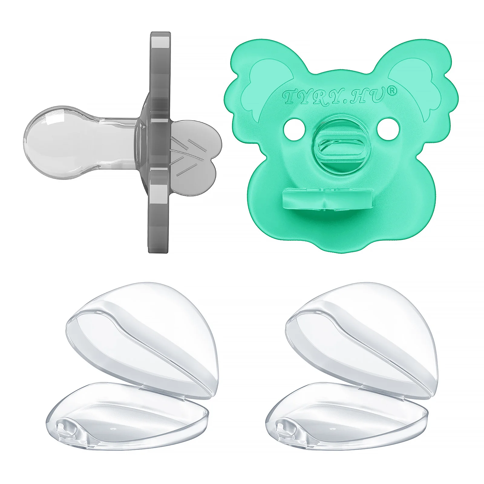 TYRY.HU 2PCS/4PCS Koala Silicone Baby Pacifier Food Grade Silicone Newborn Soother Solid Color Dummies Silicone Nipple For Bebe