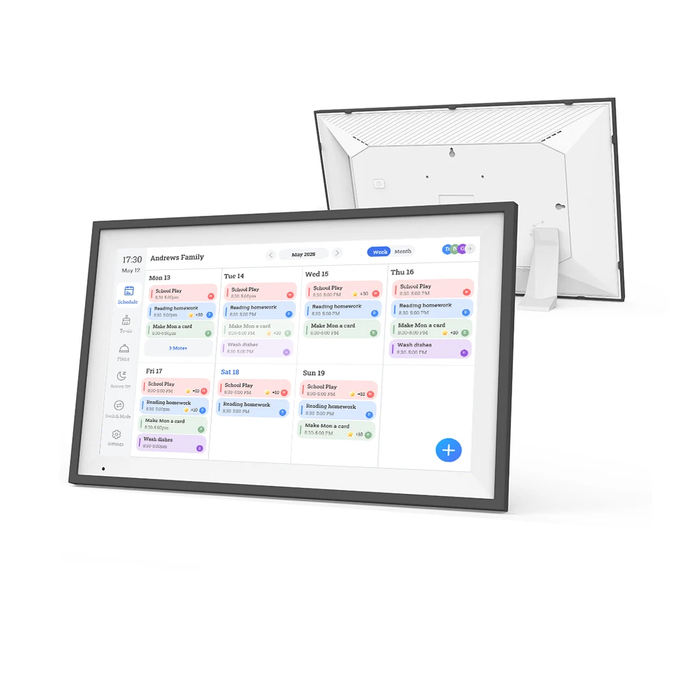 15.6-Inch Full HD IPS Touchscreen Smart WiFi Frame Interactive Chore Chart Family Schedule Display White Digital Wall Calendar