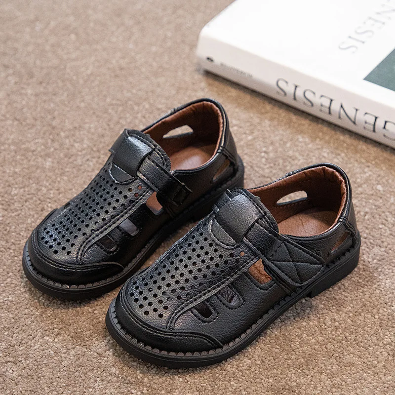 Soft bottom Kids Sandals Summer 3-13Years Old Boys Casual Sandal Comfortable Brown Black Leather Shoes Children Hollow out