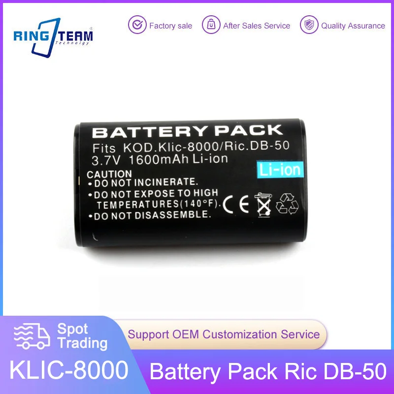 Digital Battery KLIC-8000 KLIC8000 K8000 RICOH DB50 For Kodak Zx1 ZxD Z612 Z712 Z812 Z1012 Z1015 Z1085 Z1485 Z8612 ZD8612