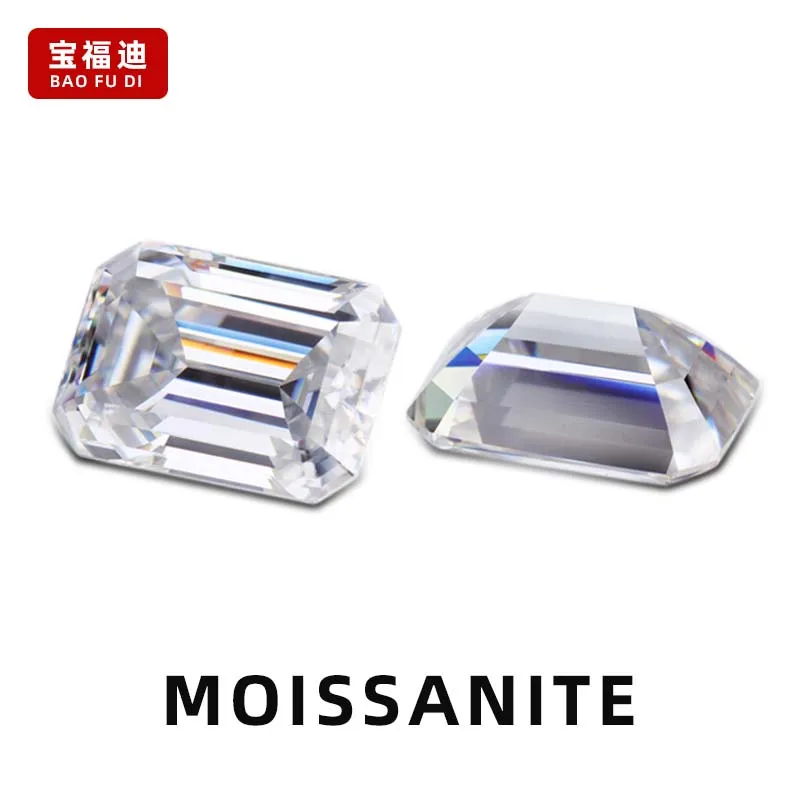 Emerald Cut Moissanite D Color FL Clarity Loose Diamond